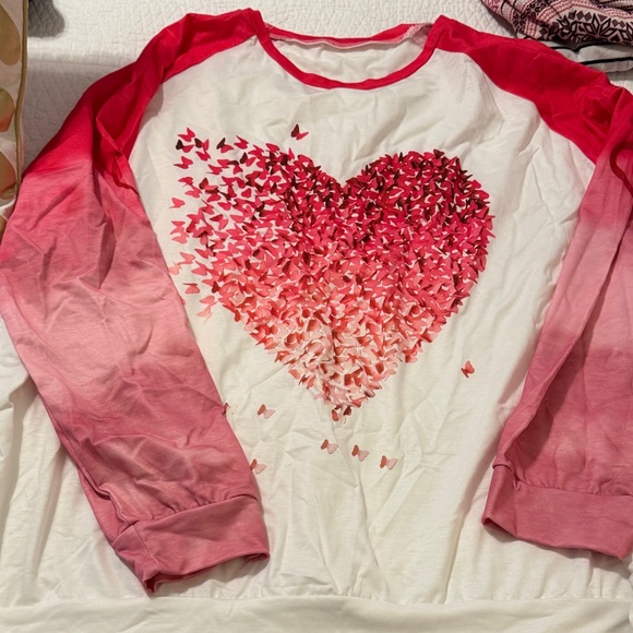 Tops - Valentine Pink and White Heart Long Sleeve Shirt